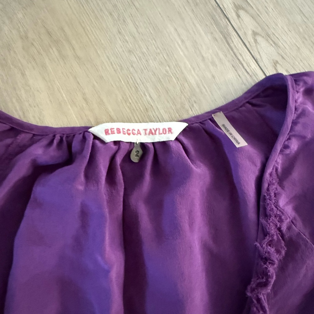 Rebecca Taylor Silk Purple Long-sleeve‎ Dress 2 - Picture 4 of 7